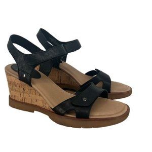 SOFFT Cyndy Wedge Black Sandals Women's Size 9.5 NIB